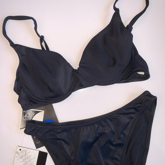 Swim Nwt Slick Black Vintage Underwire Bikini Set Poshmark